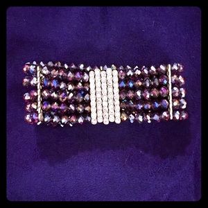New Gorgeous Purple Beaded Bracelet w/ Rhinestones